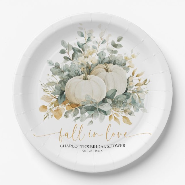 Fall In Love Bridal Shower Paper Plate (Front)