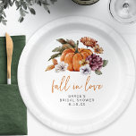 Fall In Love Bridal Shower Paper Plates<br><div class="desc">Dive into a dreamy autumnal escape with our enchanting Fall In Love Bridal Shower Paper Plates. From hand-painted watercolor pumpkins and blossoming burgundy and terracotta fall flowers to rustic forest green and rust botanicals — every detail is thoughtfully painted. Add a personal touch with burnt orange or burgundy calligraphy on...</div>