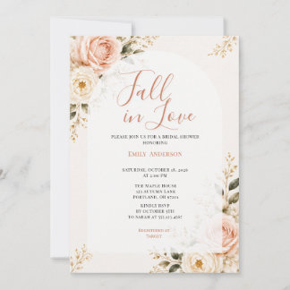 Fall in Love Bridal Shower Pink Blush Floral Invitation