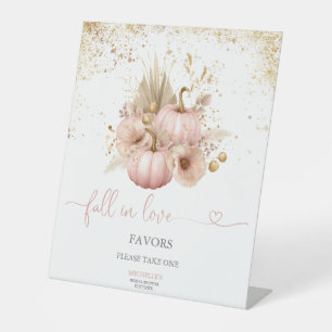 Fall in Love Bridal Shower Pumpkin Favors Pedestal Sign