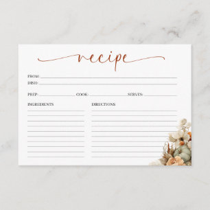 Fall In Love Bridal Shower Recipe Card