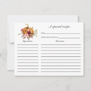 Fall in Love Bridal Shower Recipe card