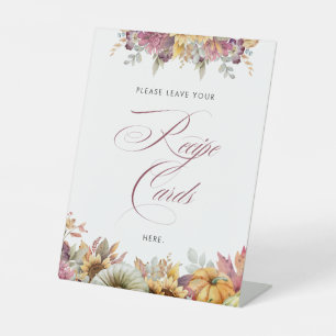 Fall In Love Bridal Shower Recipe Cards Pedestal Sign