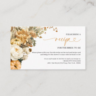 Fall In Love Bridal Shower Recipe Request Enclosure Card