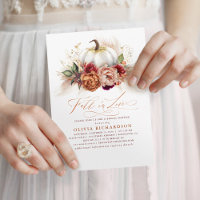 Fall in Love Bridal Shower Rust Flowers Pumpkin 