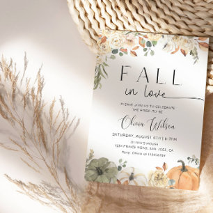 Fall in Love Bridal Shower- Rustic Autumn Party Invitation
