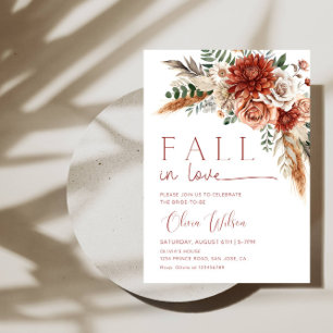 Fall in Love Bridal Shower- Rustic Autumn Party Invitation