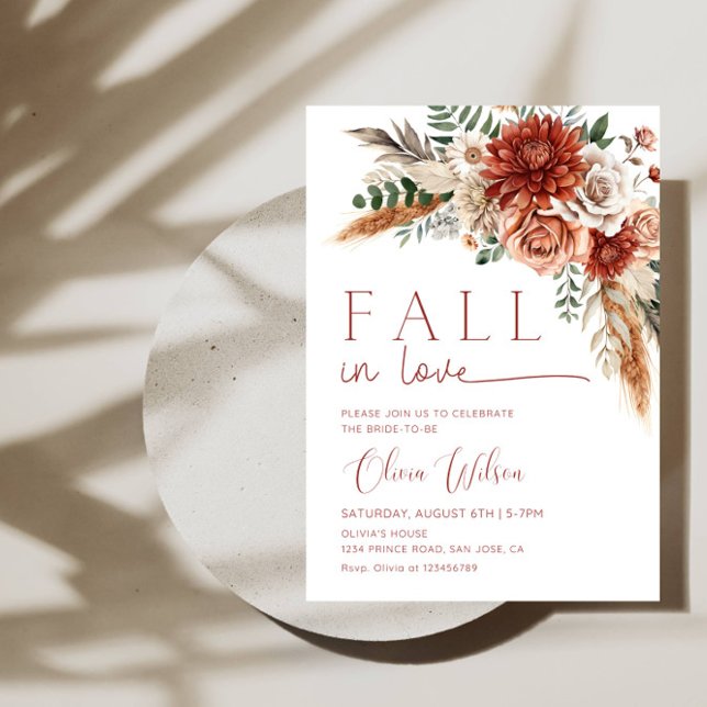 Fall in Love Bridal Shower- Rustic Autumn Party Invitation (Creator Uploaded)