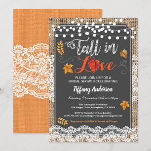 Fall in love bridal shower rustic chalkboard invitation