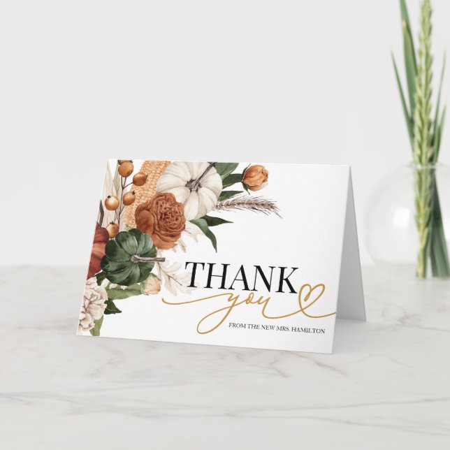 Fall In Love Bridal Shower Thank You Card (Front)