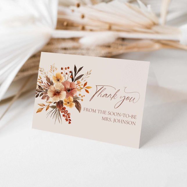 Fall In Love Bridal Shower Thank You Card (Creator Uploaded)