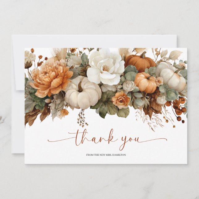 Fall In Love Bridal Shower Thank You Card (Front)