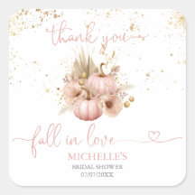Fall in Love Bridal Shower Thank You Pumpkin