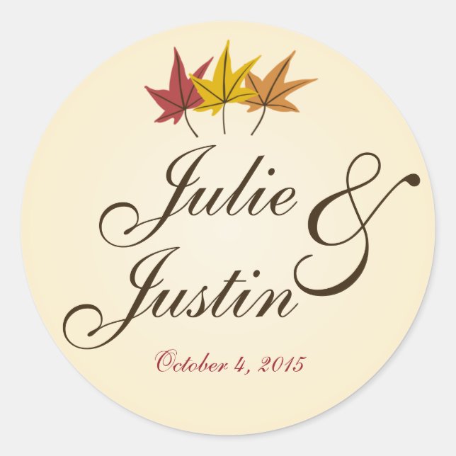 Fall in Love Bridal Shower Wedding Sticker Label (Front)