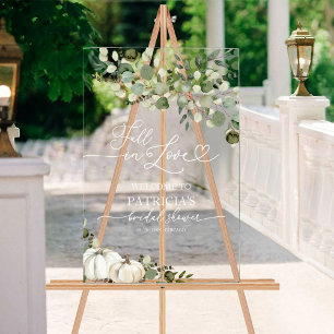 Fall In Love Bridal Shower Welcome  Acrylic Sign