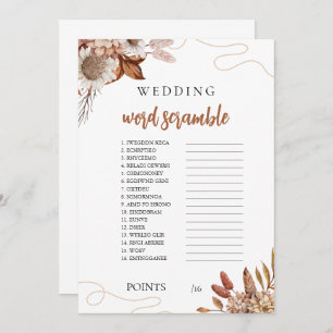 Fall in love   Bridal Shower Word Scramble Game  Invitation