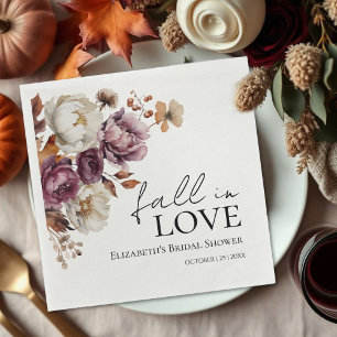 Fall In Love Burgundy Autumn Bridal Shower Napkins