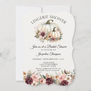Fall in Love Burgundy Floral Roses Lingerie Shower Invitation