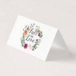 Fall in Love Burgundy Floral Wreath Advice Card<br><div class="desc">Stylish folded "Fall in Love" wedding advice card features a rustic wreath of fall watercolor flowers, including roses, dahlias, peony flowers, and greenery, in a gorgeous autumn palette of burgundy red, golden yellow, blush pink, and shades of green. A coordinating burgundy watercolor stripes pattern dresses up the back of the...</div>