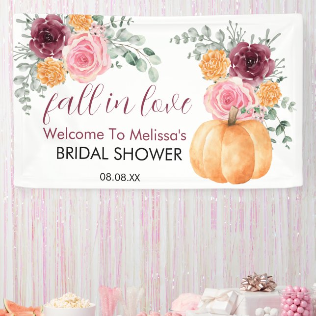 fall in love burgundy pink bridal shower welcome   banner (Creator Uploaded)