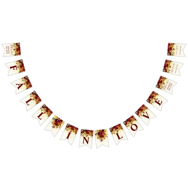 Fall in love burgundy sunflowers bridal shower bunting  (All)