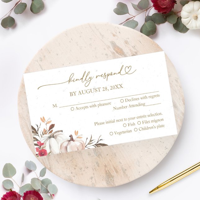 Fall in Love Burgundy Wedding RSVP Card (Creator Uploaded)