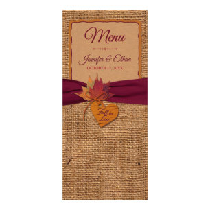 Fall in Love Burlap, Leaves Wedding Menu
