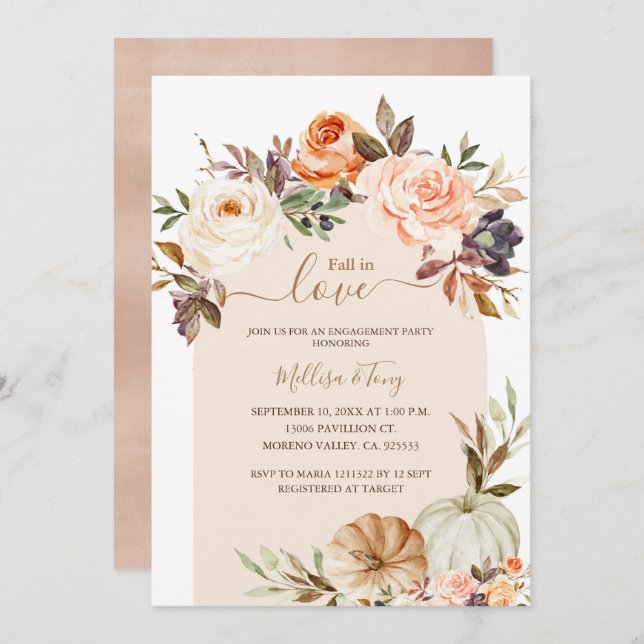 Fall in Love Burnt Orange Pumpkin Falling in love  Invitation (Front/Back)