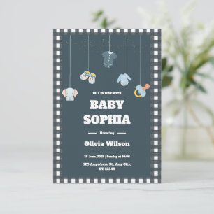 Fall in Love Clothesline Baby Shower Invitation