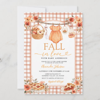 Fall in Love Clothesline Baby Shower Invitation