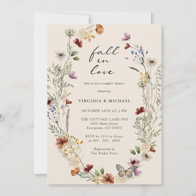 Fall In Love Couple's Shower Invitation (Front)