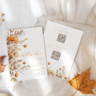 Fall in Love Earth Tones Floral Bridal Shower Invitation