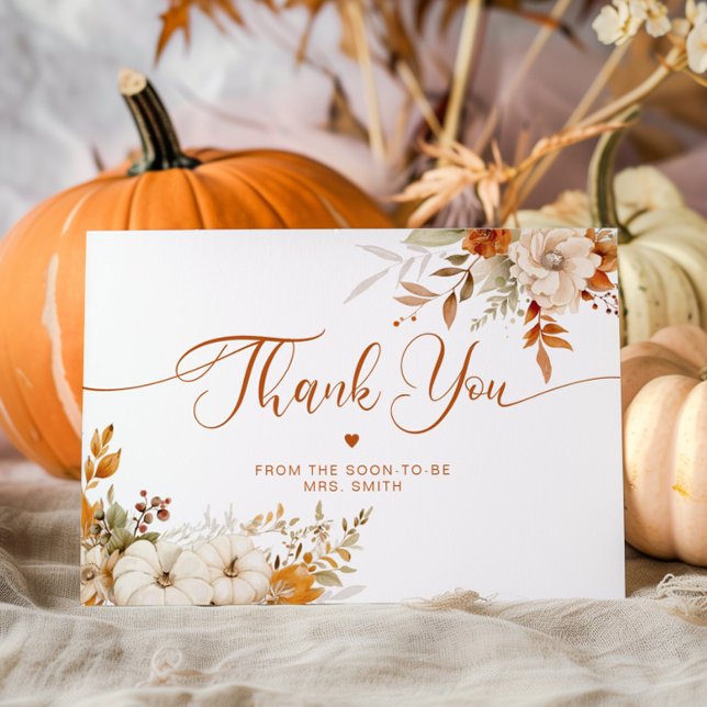 Fall in love elegant bridal thank you card (Creator Uploaded)