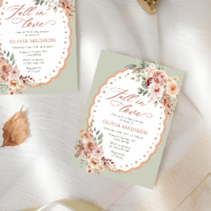 Fall in Love Elegant Fall Floral Baby Shower Invitation