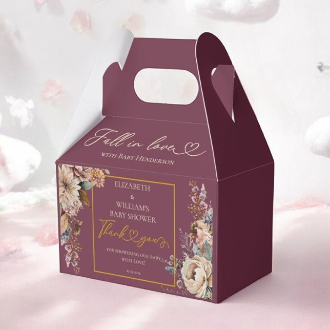 Fall In Love Elegant Fall Floral Burgundy  Boho Favour Box (Creator Uploaded)