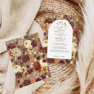 Fall in Love Elegant Modern Floral Bridal Shower Invitation