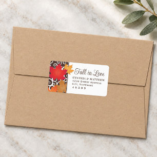 Fall in Love Elegant Red Autumn Leaves Wedding Label