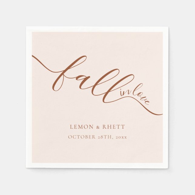 Fall In Love Elegant Terracotta Wedding  Napkin (Front)