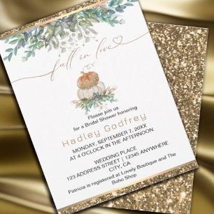 Fall in Love Elegant Wedding Gold Pumpkin  Invitation
