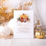 Fall in Love Elegant Wedding Rust Flowers Pumpkin Invitation<br><div class="desc">Fall in Love - wedding invitation features a watercolor pumpkin adorned with terracotta,  burgundy red,  rust flowers and pampas grass.</div>