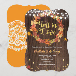 Fall in love engagement party invitation wreath