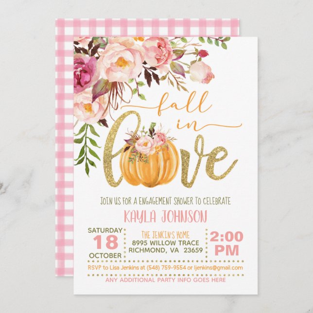 Fall in Love Engagement Shower Invitation (Front/Back)