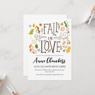 fall in love fall bridal shower invitations