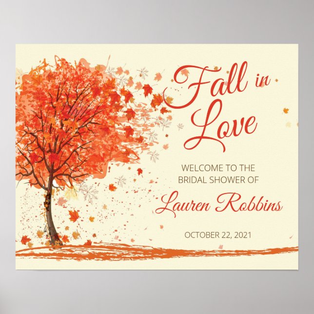 Fall in Love Fall Bridal Shower Welcome Sign (Front)