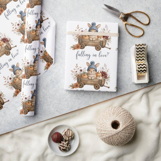 fall in love Fall Bunny Wrapping Paper  (Crafts)