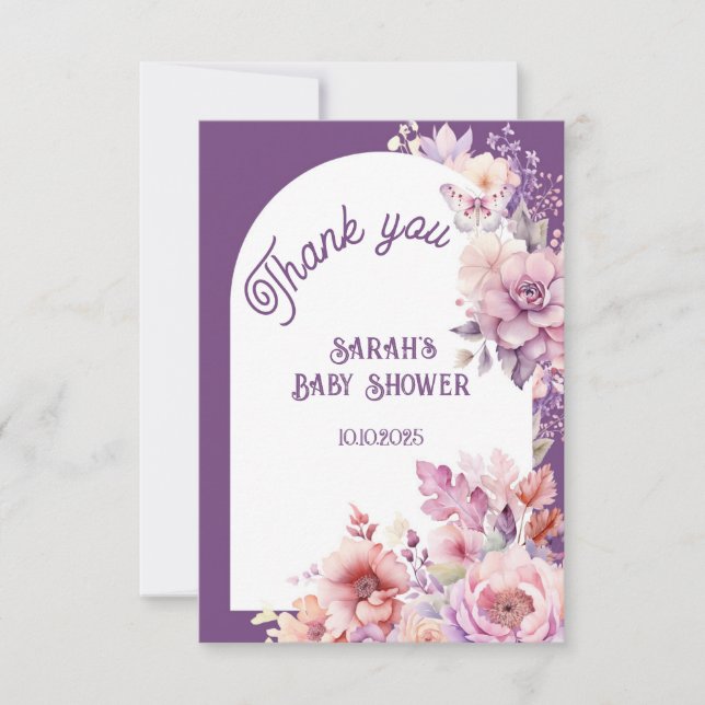 Fall in love fall floral baby bloom thank you  card (Front)