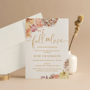 Fall In Love Fall Floral Baby Shower Invitation