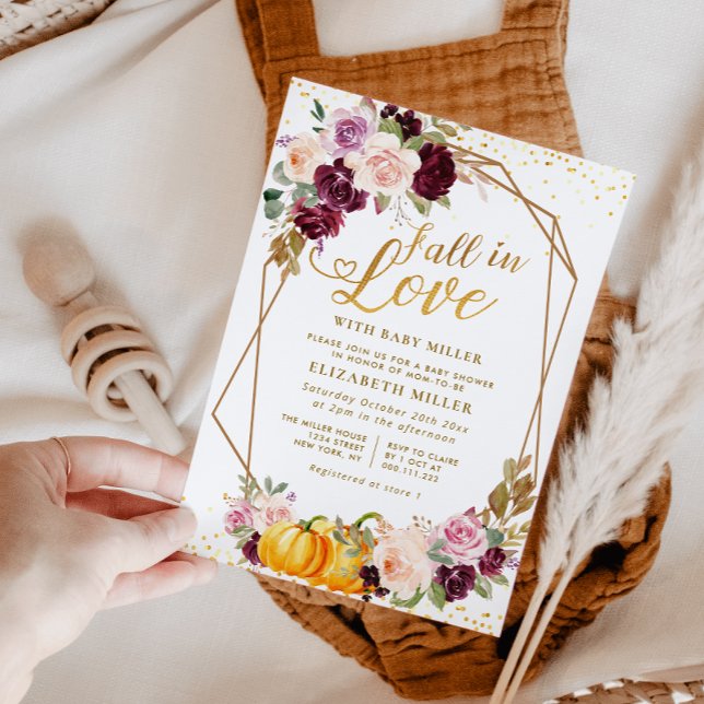 fall in love fall floral baby shower invitation (Creator Uploaded)