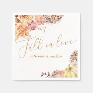 Fall In Love Fall Floral Baby Shower Napkin
