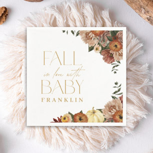 Fall In Love Fall Floral Baby Shower Napkin